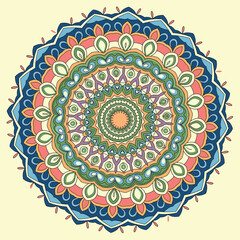 Simple Mandala with Bright Colors - Eye-Catching Mandala Art for Digital Projects.eps