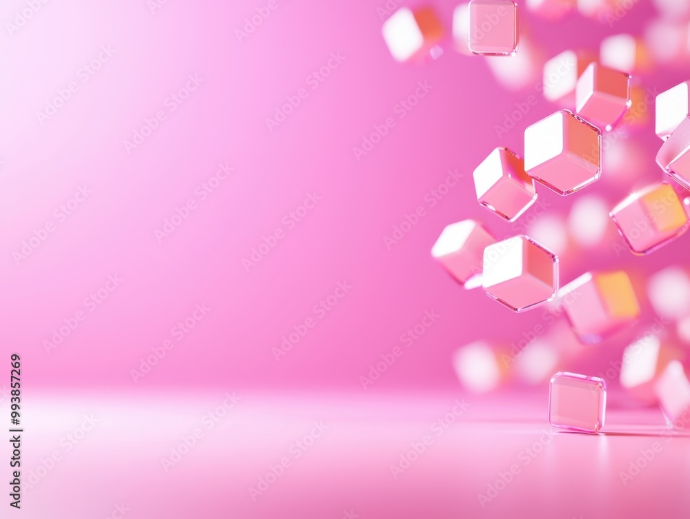 Aufkleber a vibrant composition of floating cubes against a soft pink background, creating a modern and artist