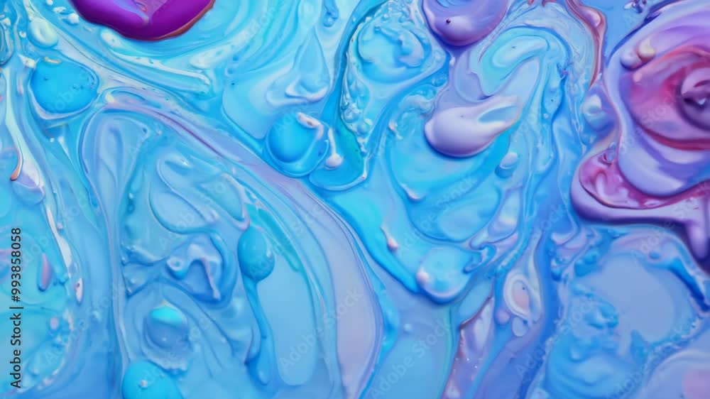 Poster vibrant and fluid abstract artwork featuring drips of blue and pink paint, creating a dynamic and co