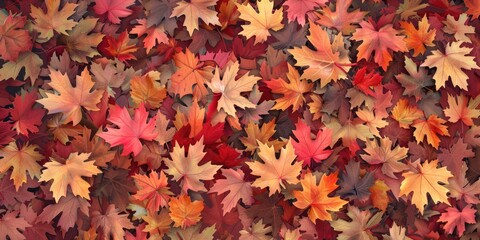 autumnal leaves texture background, top view