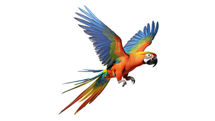 Obraz premium Colorful macaws are flying. isolated on transparent background PNG.