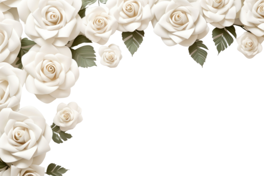 PNG  White rose floral border flower backgrounds pattern.