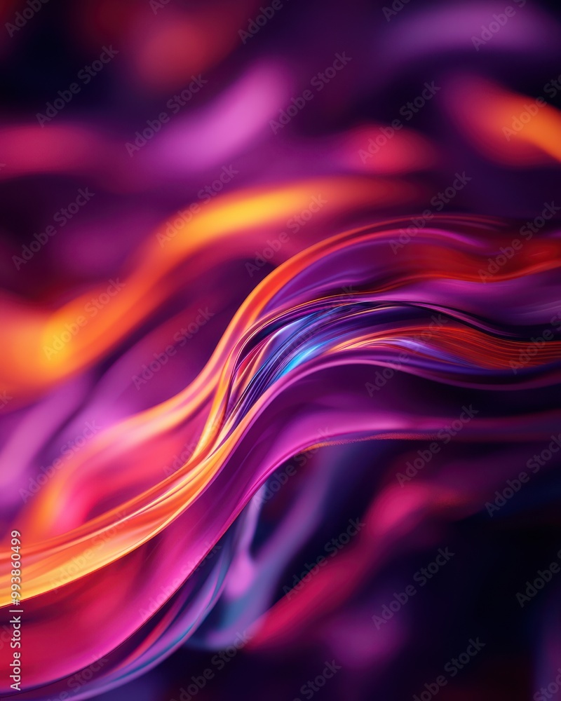 Poster abstract waves of vibrant colors blend seamlessly, creating a mesmerizing flow of light and movement