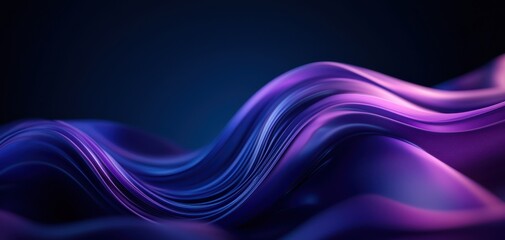 Fototapeta premium Abstract waves in vibrant hues of purple and blue, creating a mesmerizing visual flow on a dark background.