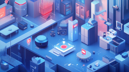 Fototapeta premium Showcase the power of the Internet of Things with a visually stunning image of a smart home filled with various connected devices and appliances AI,