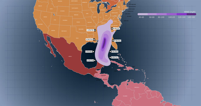 hurricane Helene expected path way. wind speed statistics.Hurricane helene approaching the Gulf of Mexico.
