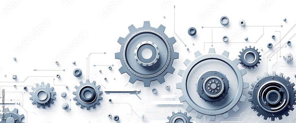 Poster abstract futuristic technology background with gears and engineering elements vector illustration on