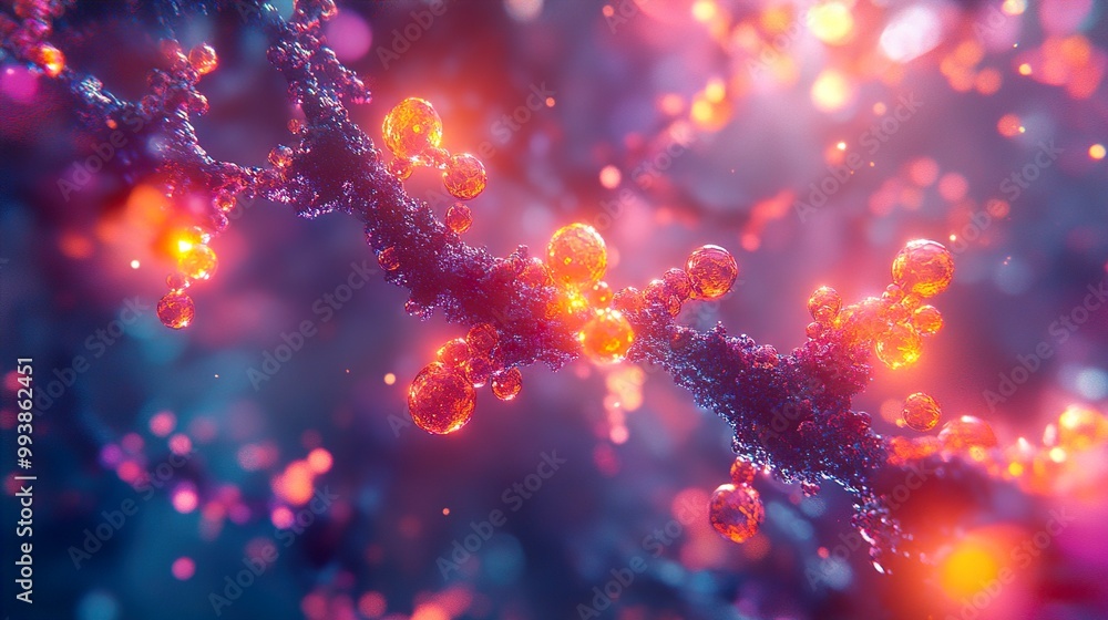 Wall mural abstract glowing cell structure: a microscopic view of science