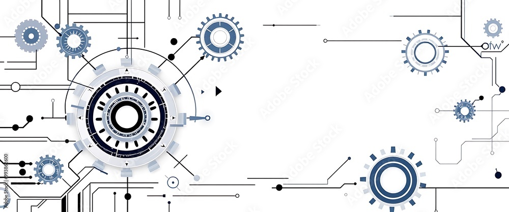 Poster abstract futuristic technology background with gears and engineering elements vector illustration on