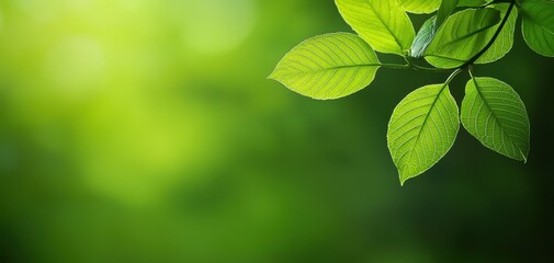 Obraz premium Close-up of vibrant green leaves against a soft blurred background, showcasing the beauty of nature and fresh foliage.
