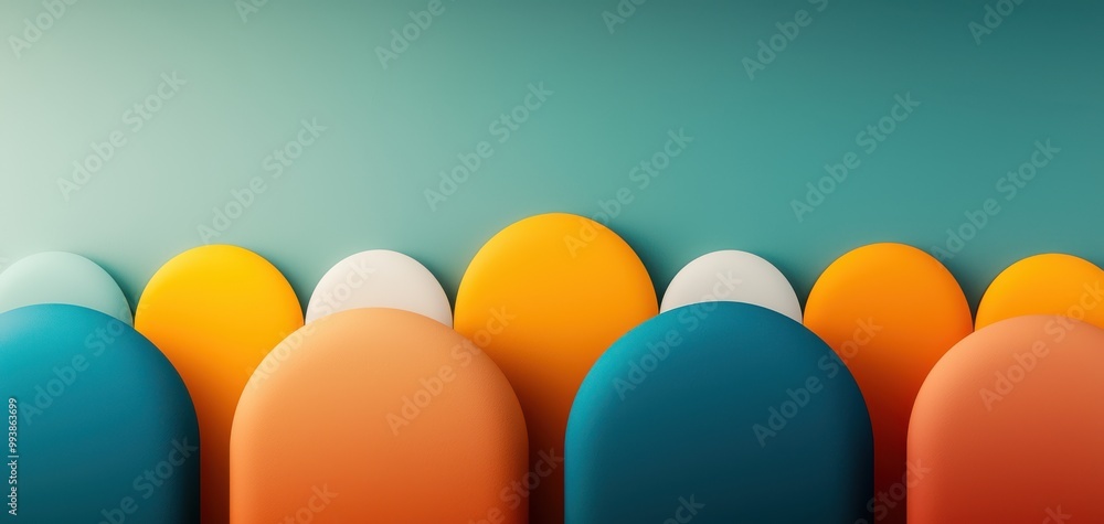 Poster 3d colorful abstract shapes in a harmonious arrangement create a vibrant and modern visual appeal fo