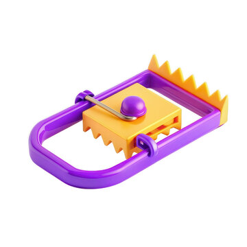 A bright and colorful mouse trap featuring purple and yellow colors, designed for effective pest control in various settings.
