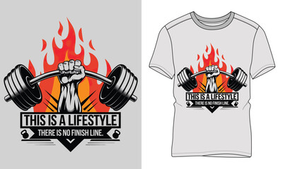 This is a lifestyle there is no finish line - Fitness typography vector T-shirt design. motivational and inscription quotes.
perfect for print item and bags, posters, cards.