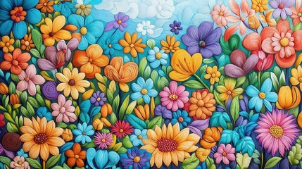 Elaborate Huichol yarn painting, colorful Mexican folk art