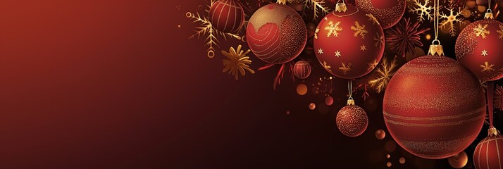 Christmas ornament on red background with space for text banner