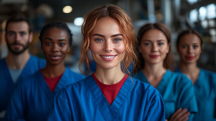 Fototapeta premium Group Of HAPPY Nursing Standing Together