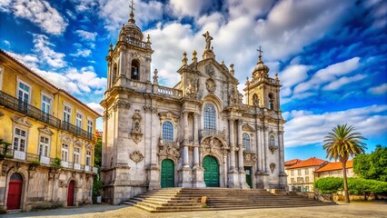 Naklejka premium Beautiful view of the Carmo Church showcasing stunning architecture and historical significance in Portugal