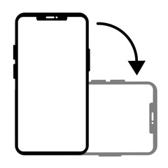 rotate your phone from horizontal to vertical icon .  smart phone black vector icon 
