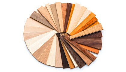 Colorful array of wooden floor samples from light beige to rich dark brown, modern and classic design options for interiors