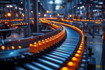 Obraz premium Conveyor Belt in a Factory Setting