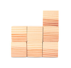 Many blank wooden cubes isolated on white