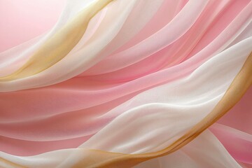 Obraz premium Abstract Texture of Layered Pink, White, and Gold Sheer Fabric
