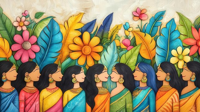 Colorful Patachitra scroll painting, Indian narrative art