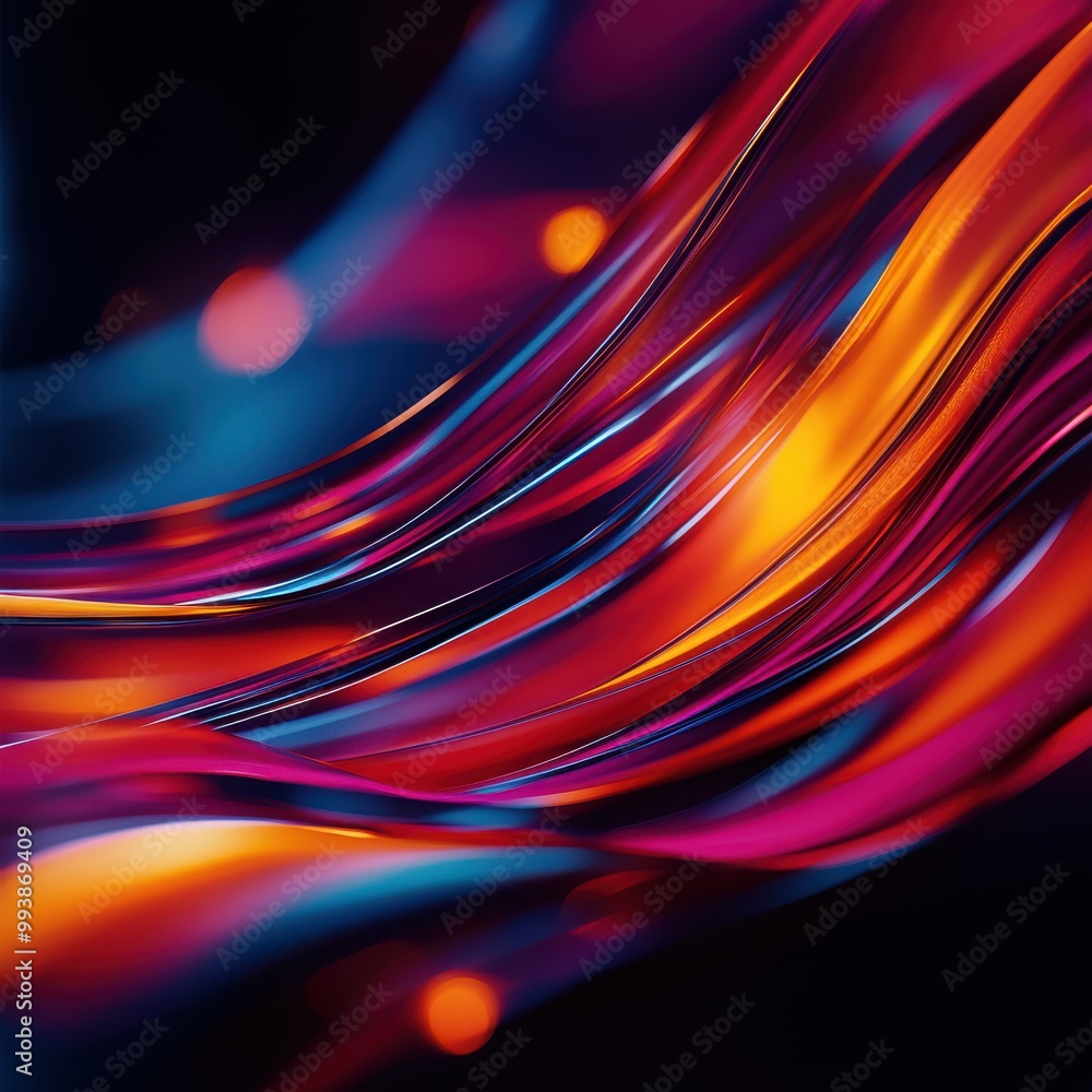 Poster vibrant abstract art featuring flowing waves of color, showcasing dynamic motion and rich hues in a 