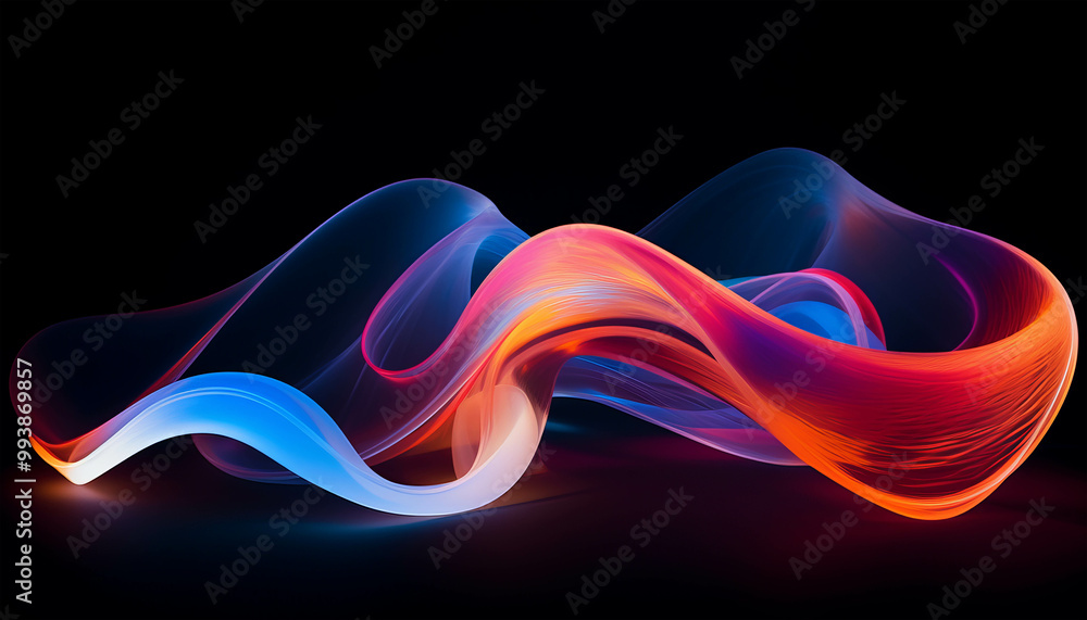 Poster abstract light painting with dynamic continuous lines