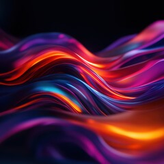 Fototapeta premium 3D Vibrant abstract waves featuring a blend of colors, creating a mesmerizing visual flow, perfect for creative projects and backgrounds.