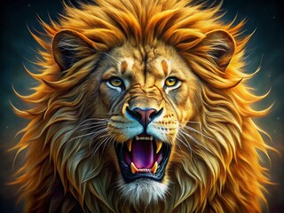 Fototapeta premium Bold Lion Roar Logo Design for Strength and Power Inspired Branding and Creative Projects