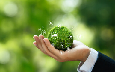Green logistic or Sustainable transport. Sustainable global transport. logistics or travel by Ship,...