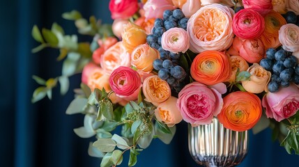 Royal blue, coral pink, and silver create a bold, contrasting palette for impactful visuals