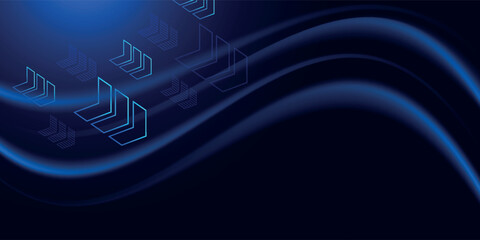 Abstract luxury glowing lines curved overlapping on dark blue background. Template premium award design. Vector illustration