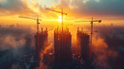 Construction Site at Sunset