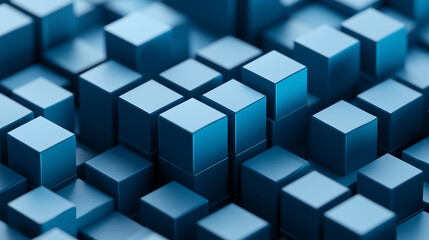 3D Illusion: Isometric Grid of Raised Monochromatic Blue Cubes
