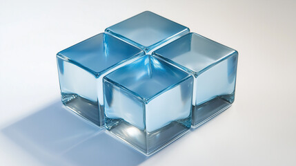 Unified Elegance: Four Frosted Glass Cubes Merged into One
