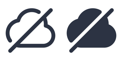 Cloud Disabled or Cloud Disconnect simple icons set designed in filled, outline, line and stroke style