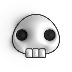 cute white skull halloween 3d illustration