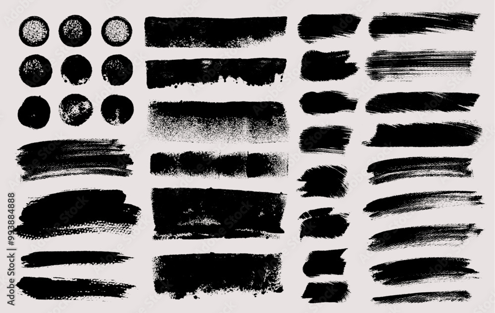 Aufkleber brush strokes vector. painted sponge rectangles and rounds collection. grunge text boxes or textured