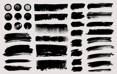 Brush strokes vector. Painted sponge rectangles and rounds collection. Grunge text boxes or textured backgrounds set.