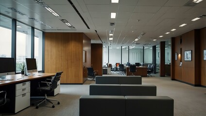 Modern, open-plan office interior.