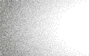 Gradient oval noise grain texture background with dots. Dotwork gradient halftone pattern. Stipple pointillism background. Sand, grain, grunge effect. Abstract vector texture, engraved overlay