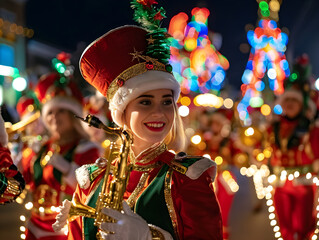 Cheerful holiday parade featuring vibrant floats and costumes to celebrate the season in style.