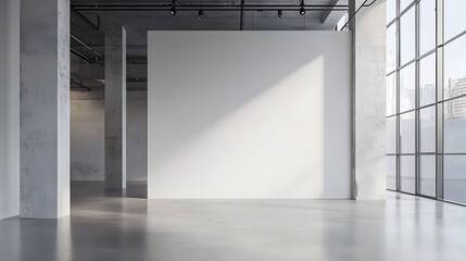 White open space, blank wall. 