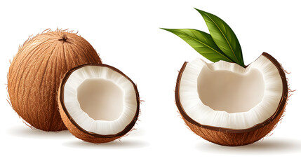 Tropical Delight: Whole and Halved Coconut design