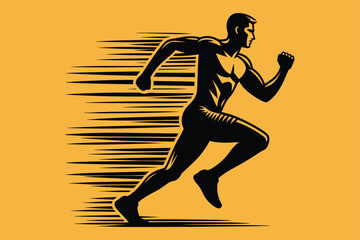 Running man silhouette vector illustrations
