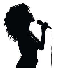 Energetic Female Singer Silhouette – Vector Art for Rock and Pop Music Designs