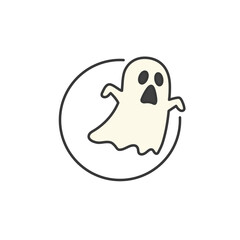 Ghost Icon for Halloween Logo. Funny Ghost Mascot for Trick or Treat or Halloween Decoration.