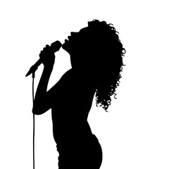 Soulful Female Singer Silhouette – Vector Design for Music and Entertainment